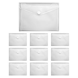 VELOFLEX A456010 Document Wallet Crystal, Pack of 10, DIN A5, Document Wallet with Velcro Fastening, Polypropylene, Transparent
