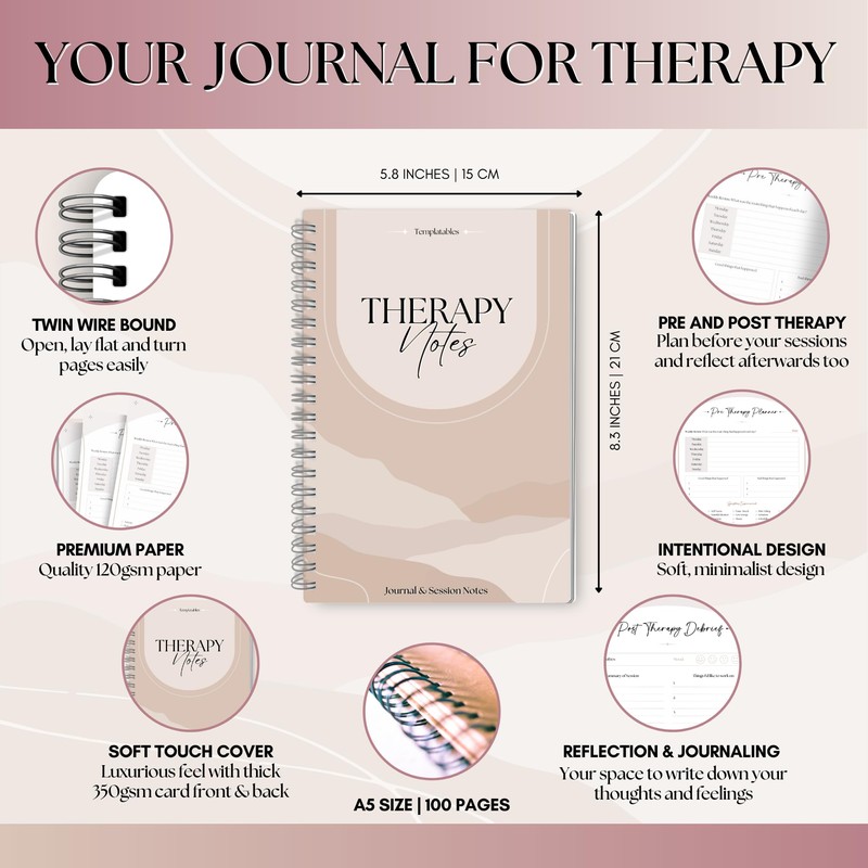 Therapy Notes Journal - Pre & Post Therapy Planner for