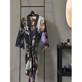 Essenza Fleur kimono, flowers, peonies, tulips, sateen, blue, small