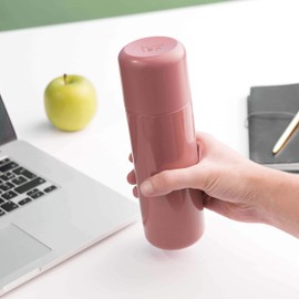 BergHOFF Leo 18/10 Stainless Steel Thermal Flask 500ml/16.9oz Vacuum Insulated Bottle with Cup for Coffee, Hot drink and Cold drink, water, Push-in Lid, Double Wall Construction, Pink