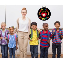 WaaHome Welcome Sign for Classroom Door Decorations 11.3" Welcome Back to School Teacher Door Sign Hanger for Classroom, Welcome to Our Classroom Decorations for Preschool Elementary Teacher Supplies