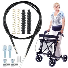 JIANWEI 14Pcs Brake Cable Drive Rollator Replacement Parts, 45" Brake Cable Rollator Walker Parts, Universal Cable Drive Walker Parts for Folding Wheelchair, for Most Brands(Black)