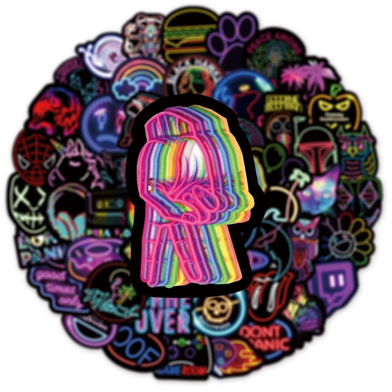 Neon Stickers 100 Pcs, Cool Graffiti Neon Stickers for Children