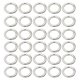 30 Pcs Spring O Rings, 28 mm Round Carabiner Snap, Zinc Alloy Buckle O Clips for DIY, Keyrings, Bags, Camping, Silver