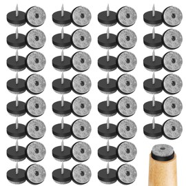 Felt Gliders, Pack of 60, 25 mm Furniture Gliders, Felt Chair Gliders for Screwing Round Table Legs, Felt Pad for Laminate, Parquet Tiles (Dark Grey)