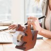 2Pcs Squirrel Shaped Tape Dispenser Wooden Desktop Tape Cutter Tape