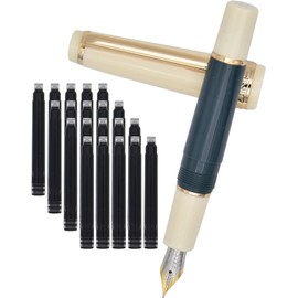 Jinhao 82 - Pluma estilográfica de plástico, bolsillo de párrafo corto con convertidor de tinta y 20 cartuchos de tinta negra, punta fina de iridio, gris