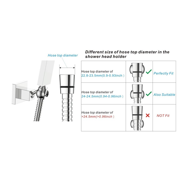 KANARY All Metal Square Handheld Shower Bracket Hand Held Shower