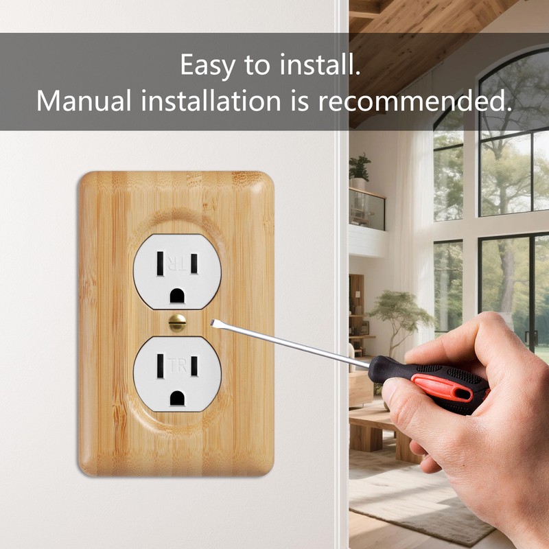 YDJSA Wood Outlet Covers Bamboo Single Duplex Wall Plates for