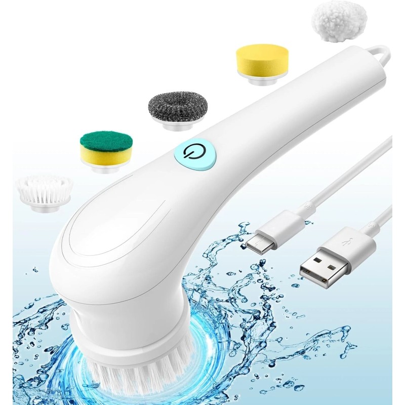 N/A Electric Spin Scrubber, Cordless Shower Scrubber with Rechargable Battery
