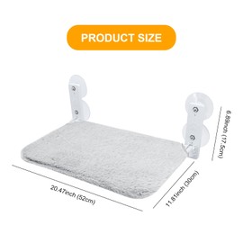 Cat Window Perch, Wireless Cat Window Hammock Foldable with 4 Suction Cups Fixed Frame Breathable Mesh Cat Window Seat Cat Beds (Grey Wool, 45 x 30 cm)