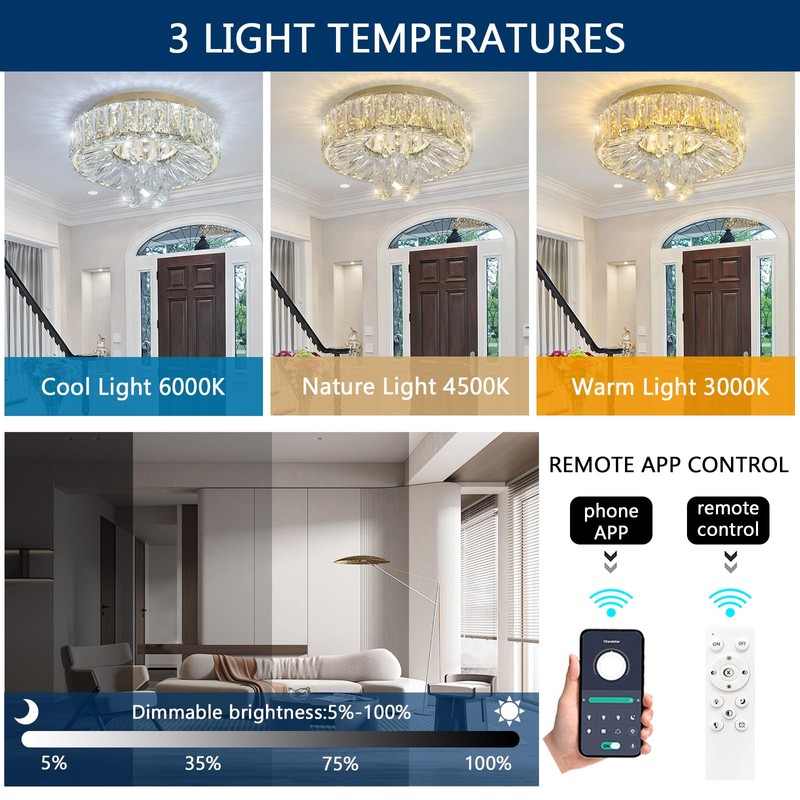 dolria Mini Chandelier Modern Crystal Chandeliers for Hallway LED Flush