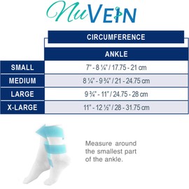 NuVein Compression Socks Mid Calf Crew Length 15-20 Mmhg Graduated Support Cushion Foot, White, X-Large