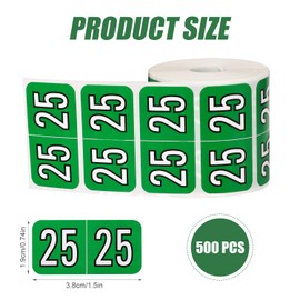 500pcs 2025 Stickers, File Folder Year Labels 2025 Number Year Stickers 3/4x1-1/2 Inch 25 Year Labels Colored Self Adhesive Year Stickers 2025 for End Tab File Folders Office Supplies(Dark Green)