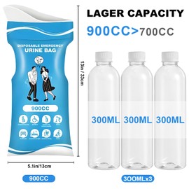 Disposable Urine Bags for Travel, 900ML Pee Bags for Women Men - Emergency Urinal Bag with Leakproof & Odor-Resistant Seal, Travel Urinal for Camping, Traffic Jam, Road Trip, Kids, Patients 12PCS