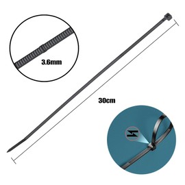 Cable Ties Black, 100 Pack Zip Ties 12 inch Long, 300mm x 3.6mm 40lbs Tensile Strength with UV Resistant, Nylon Plastic Self Locking Large Heavy Duty Cable Wrap for Tidy Wires Home Workshop and Garden