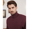 Kallspin Men's Turtleneck Wool Blend Turtleneck Pullover Relaxed Fit Long