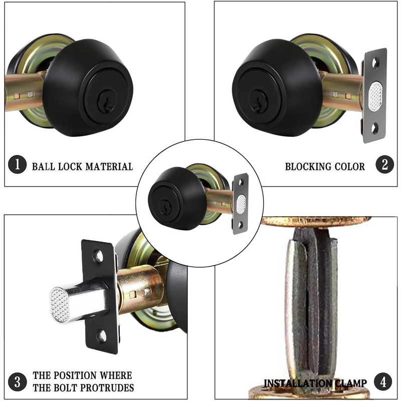 Double Keyed Deadbolt Lock - Keyed on Both Sides, 2-Way