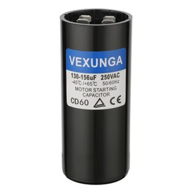 VEXUNGA 130-156 uF MFD 250 VAC 50/60 Hz Round Motor Start Capacitor CD60 Single Phase Capacitors for AC Motors Starting or Pool Pump or Well Pump