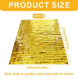 SGERUFZ 3 Pieces Emergency Blanket Gold Silver Emergency Blanket for Outdoor Hiking Survival Robust Tear-Resistant & Waterproof 210 x 160 cm