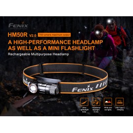 Fenix HM50R V2 700 Lumen Rechargeable White/red LED Multipurpose Headlamp with EdisonBright Accessory case Bundle