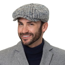 Stetson Hatteras Hoback Virgin Wool Flat Cap - Multicoloured Hat - Elegant Peaked Cap - Mottled Wool Cap for Men - EU Production - Autumn/Winter, beige / blue