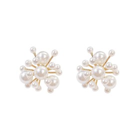Fire Flower Pearl Earrings Cluster Pearl Drop Dangle Earrings Fashion Pearl Eardrop for Women Elegant Jewelry-pearl earrings