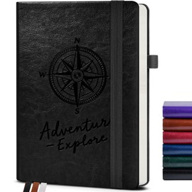 PAIBAS Lined Journal Notebook for Men Women, 160 Pages Ruled Paper, Inner Pocket, A5 Hardcover Vintage Leather Notebooks for Work, School, Travel Journaling, Daily Diary, Notepad 5.8" x 8.5" (Black)