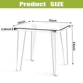 BOPKOWI Acrylic Stool,Squre Shower Stools with Non-Slip,12 X 12 X 9.8 in Acrylic Plant Stand for Office Bathroom Living Room,Capacity 200 lbs