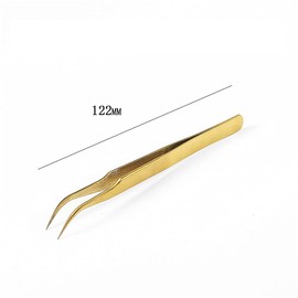 Eyelash Extension Tweezers ESD-15 Stainless Steel Tweezers, Used for Eyelash Extension, Manual Calibration Elbow Tweezers (Color-Plated Gold) 1pcs