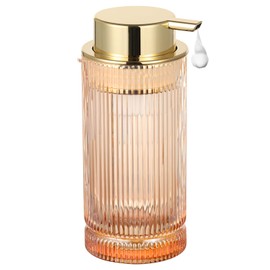 LEICURACE Glass Foam Soap Dispenser, Refillable Faming Dispenser with Gold Pump, Foam Hand Soap Dispenser for Bathroom Kitchen, Modern Home Bathroom Kitchen Decor （Foam Type/Gold）