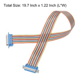 sourcing map 4 Pcs IDC Serial Cable Rainbow Wire Flat Ribbon Cable DB25 Male to DB25 Female 19.7 Inch Length 2.54mm Pitch Breadboard Jumper Wires for Electronic Projects
