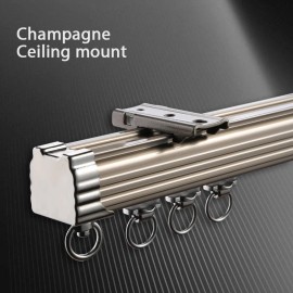 ZSHINE Curtain Tracks Ceiling or Wall Mounting Heavy-Duty Curtain Rails Aluminum Curtain Trackcolor: Champagne