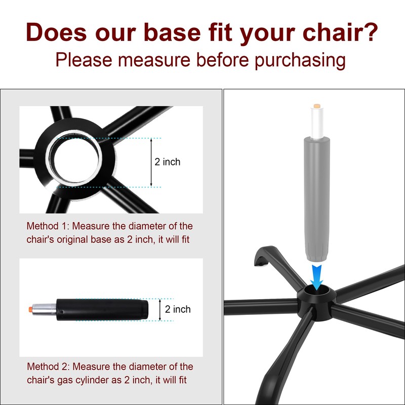 Frassie 25 Inch Office Chair Metal Base Replacement Heavy Duty