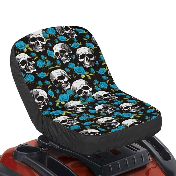Wismoutput Skeleton Blue Flower Seat Cushion Covers for Lawn Mower