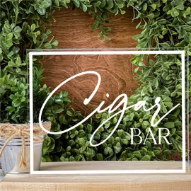 Cigar Bar Sign for Weddings Mens Birthday Party Decor Decorations Acrylic Table Sign