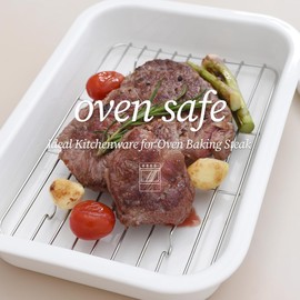 Wagensteiger Ceramic Roasting Pan, Baking Dish with Stainless Steel Rack, Non Stick Chicken Roaster Pan, Microwave or Conventional Oven Cooking, Food Prep Tools, White Color (White, 2.94 Quarts)