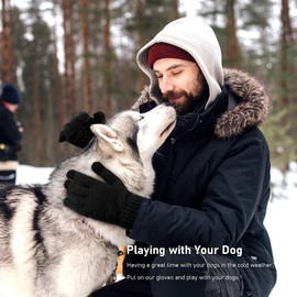 Vgogfly Winter Knit Gloves Warm Full Fingers Men Women with Upgraded Touch Screen - Anti-Slip Glove Fleece Lined, Dark Grey, Small