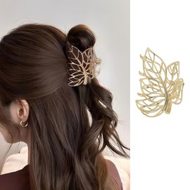 Gold Leaf Hair Claw Clips Fall Leaves Hair Clips Metal Hair Clamp Clip Non-Slip Jaw Clips Autumn Leaf Hair Barrettes Fashion Styling Hairpin Cute Thanksgiving Day Hair Accessories Decoration for Women