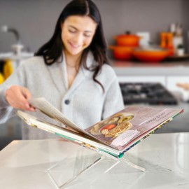 Acrylic Book Stand Book Holder 11 * 6 * 6 inch Cross Frame Open Book Clear Transparency Acrylic Magazine Textbooks Display Reading Stand for Cookbook Art Decoration Kitchen Coffee Shop Bar Table Home