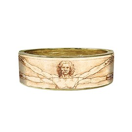 RainCaper Fine Art Hinged Cuff Bangle Bracelet for Women | One size fits most, Durable Glossy Finish | da Vinci Vitruvian man