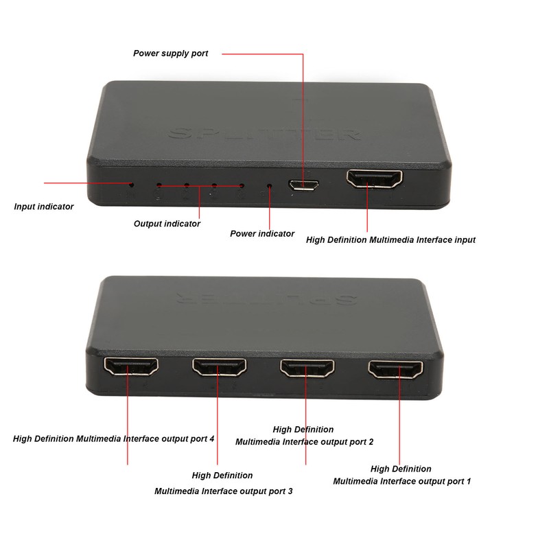 High Definition Multimedia Interface Splitter 1 in 4 Out 4K