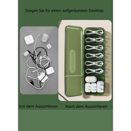 Multifunctional Cable Management Box with Lid - Transparent Cable Storage Box for Desk Organisation, Ideal for Charging Cables & Accessories, Cable Ties for Multipurpose Cable Sorting (White)