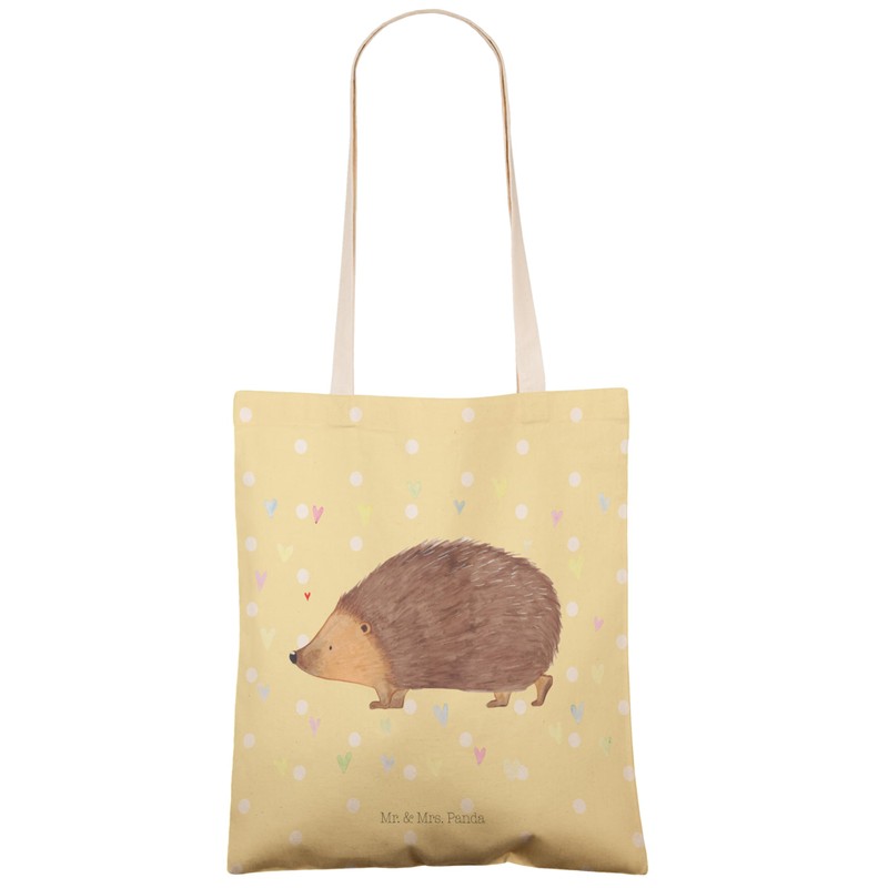 Mr. & Mrs. Panda Shopping Bag Hedgehog Hearts, yellow