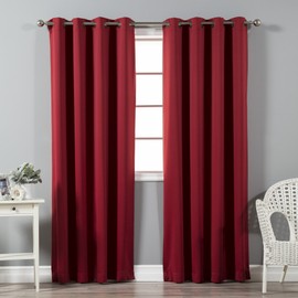Best Home Fashion Premium Thermal Insulated Blackout Curtains - Antique Bronze Grommet Top - Cardinal Red - 52" W x 108" L - Tie Backs Included (Set of 2 Panels)