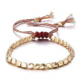 Tibetan Bracelet of Fortune, Adjustable Copper Bead Lucky Buddhist Bracelet