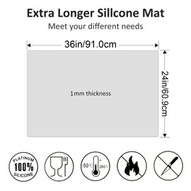 36" x 24" Extra Large Silicone Mat for Epoxy Resin, non-slip, heat-resistant, demolding, etc. (Translucent)