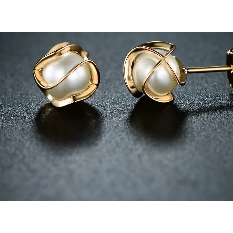 Aretes Mujer De Perlas Oro De 14k Pendientes Joyeria Regalo