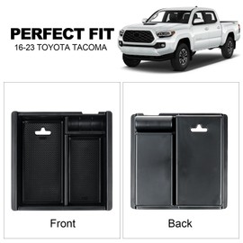 BILOPER Center Console Organizer for Toyota Tacoma 2016-2023 Accessories Storage Box Armrest Secondary Insert Tray with Anti-Slip Mat