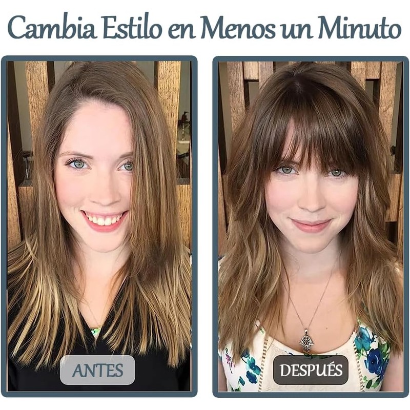 2 Extensión de Flequillo, Flequillo de Cabello Humano con Clip
